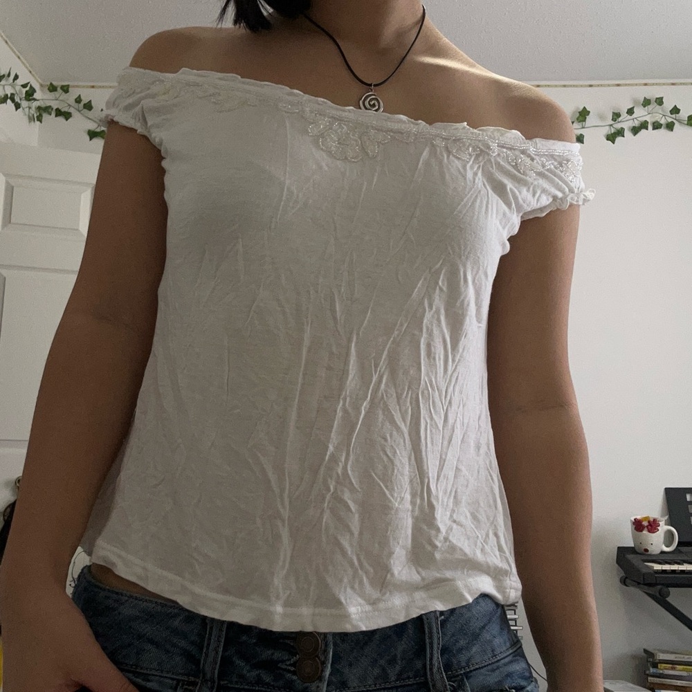 Tommy Hilfiger White Lace Trim Blouse